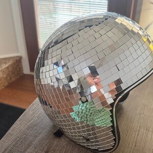 Brand New Silver Disco Ball Helmet